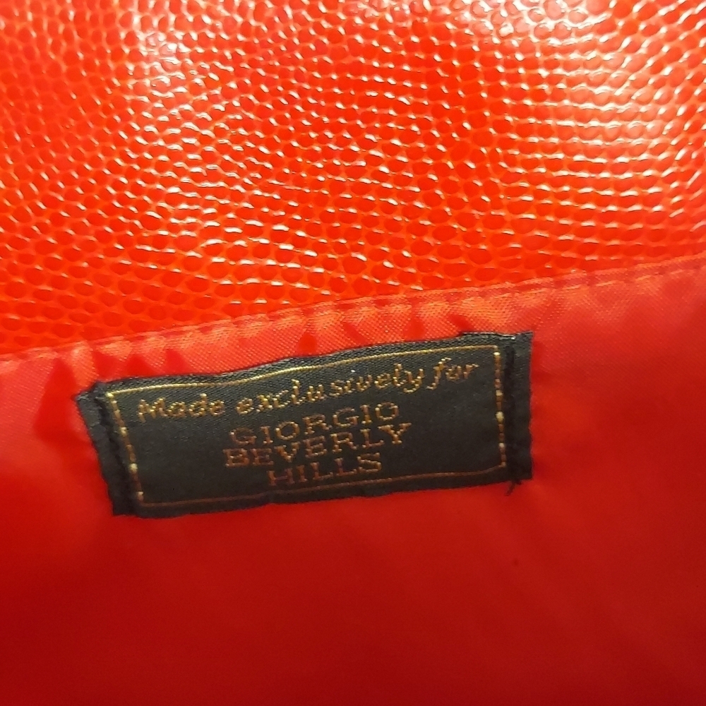 Giorgio Beverly Hills Hand Bag Red Faux Leather Bamboo Straps Minor Damage - Picture 10 of 16
